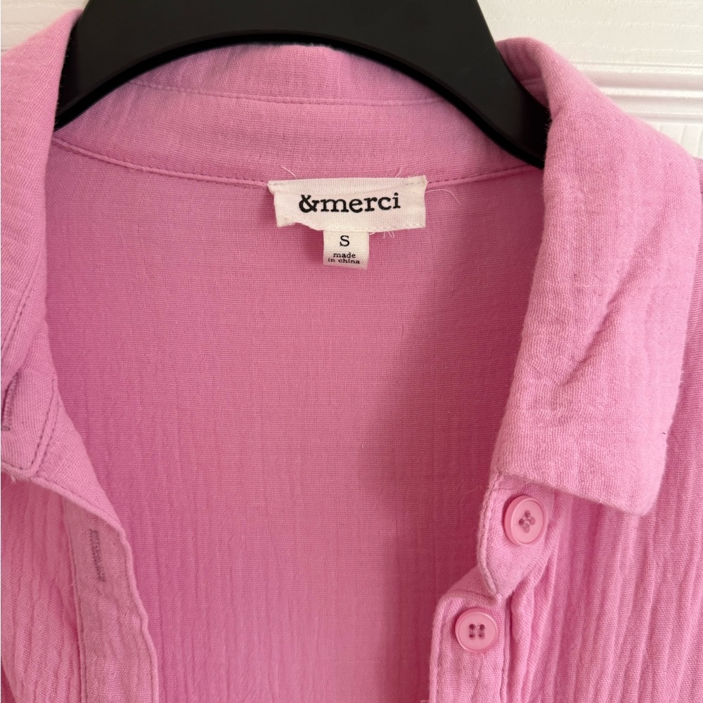 Pink Button-Up Women's Top - Picture 3 of 3